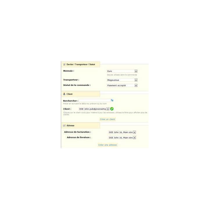 Create a order or a quote from the PrestaShop Back Office