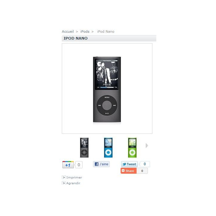 Widget Facebook, liens J'aime, Twitter, addthis... sur la page produit