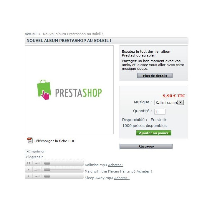 Module Prestashop téléchargement de musique - mp3