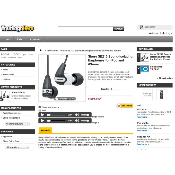 Module Prestashop téléchargement de musique - mp3 - lecteur flash/html5
