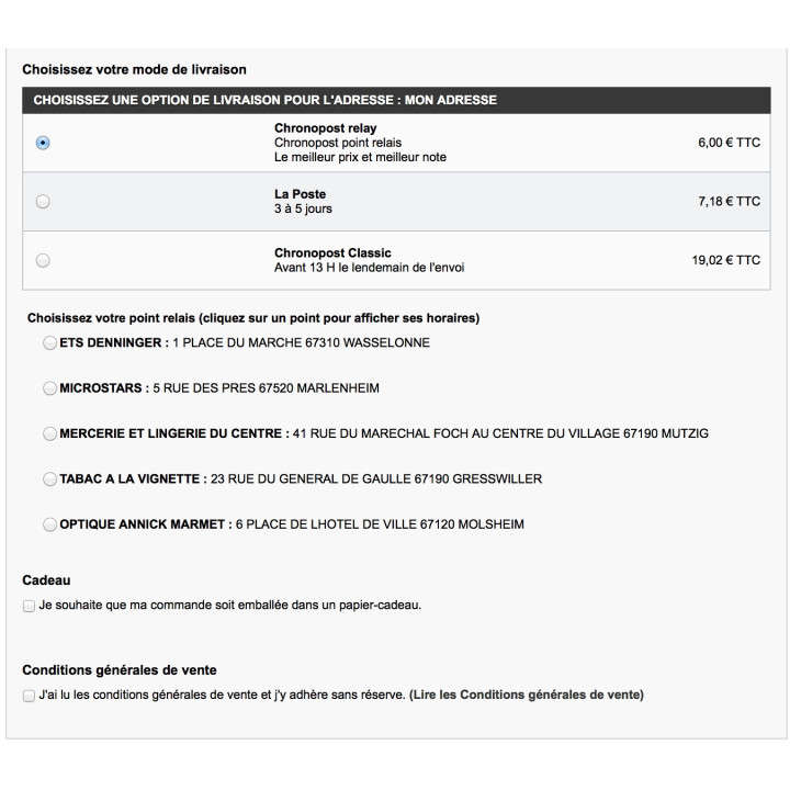 Prestashop chronopost  - relay points