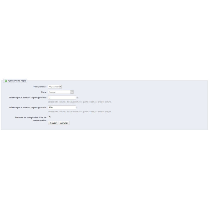 Module Prestashop de livraison gratuite par transporteurs