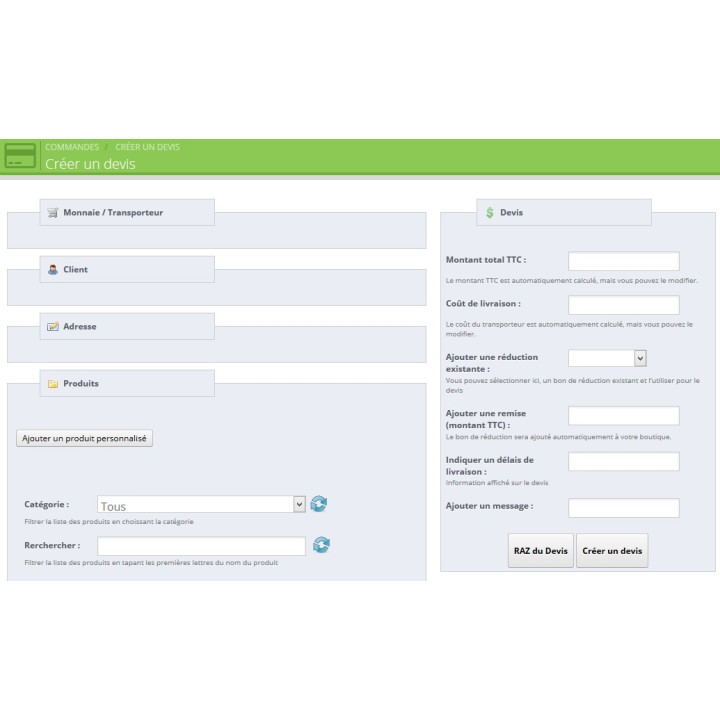 Create and manage your Prestashop quote