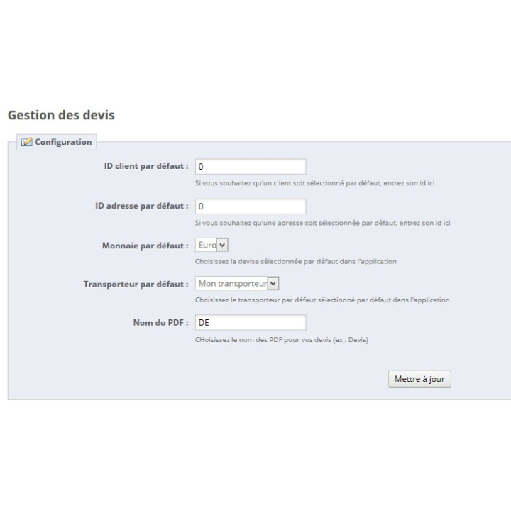 Create and manage your Prestashop quote