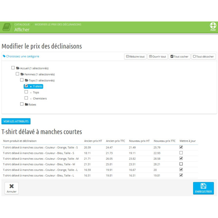 Module to automatically change the prices combinations