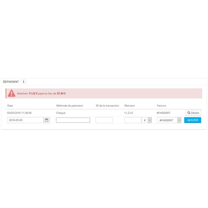 Module d'acompte Pestashop