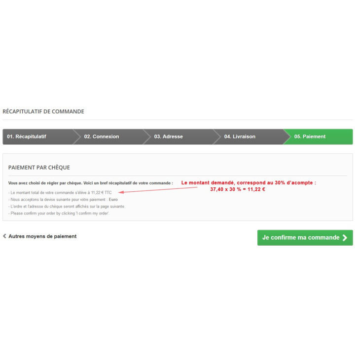 Module d'acompte Pestashop