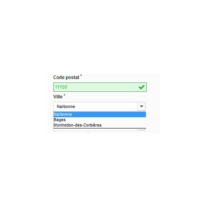 Module saisie automatique de la ville du client