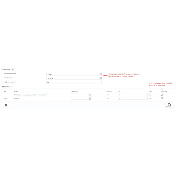 synthese commande Prestashop