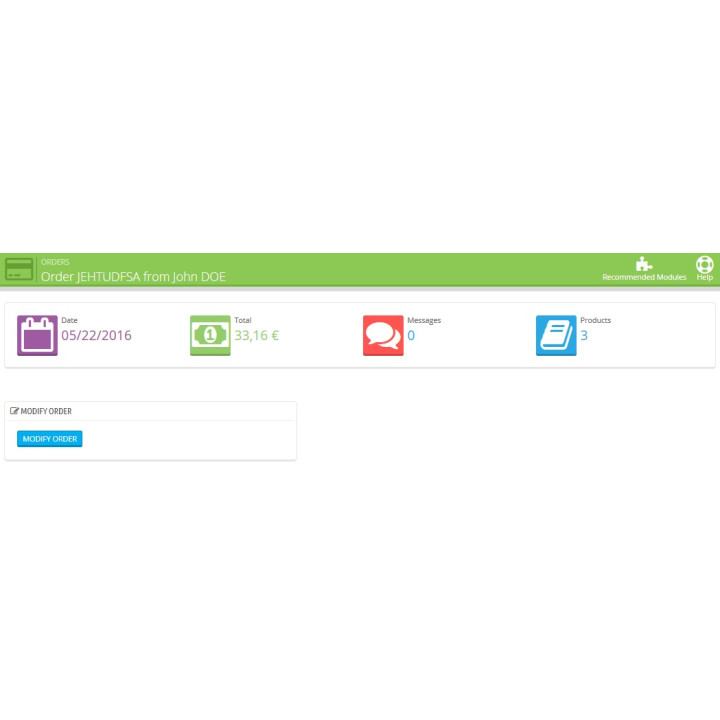bottom modify order PrestaShop