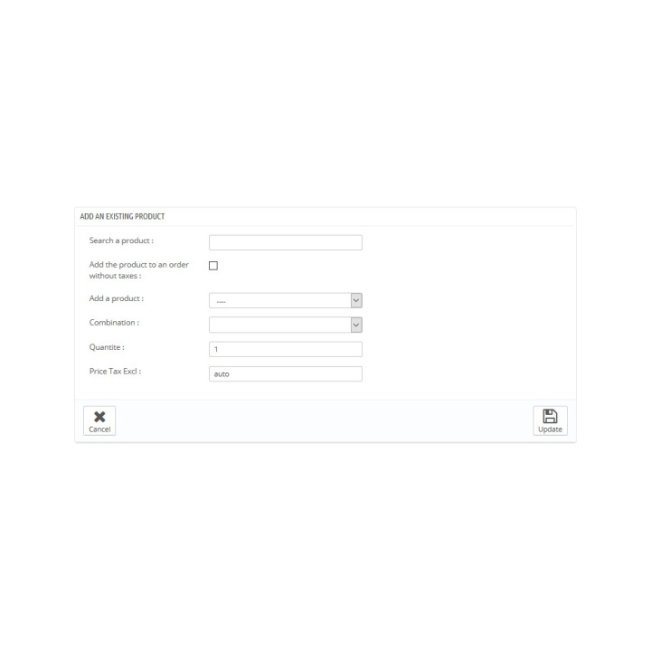 modifyorder add existing product PrestaShop