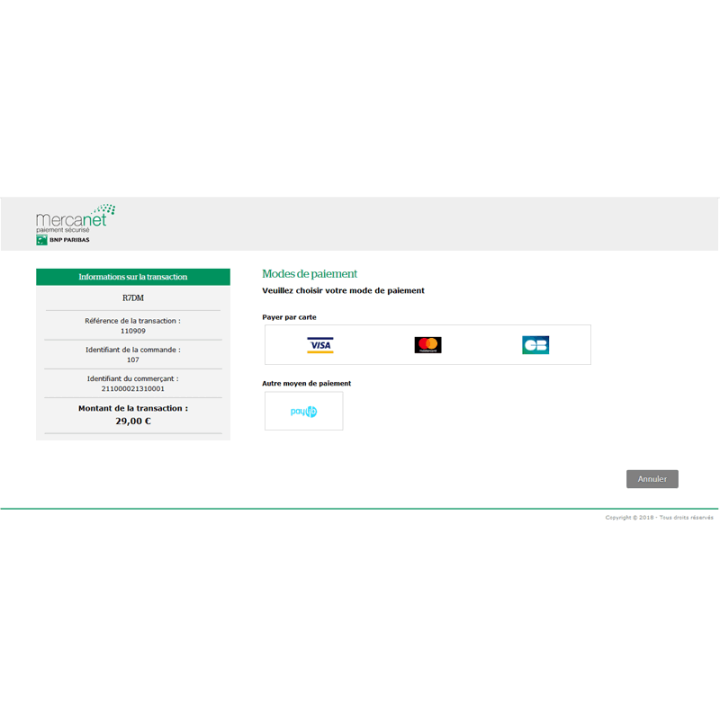 Module bancaire BNP Paribas Prestashop