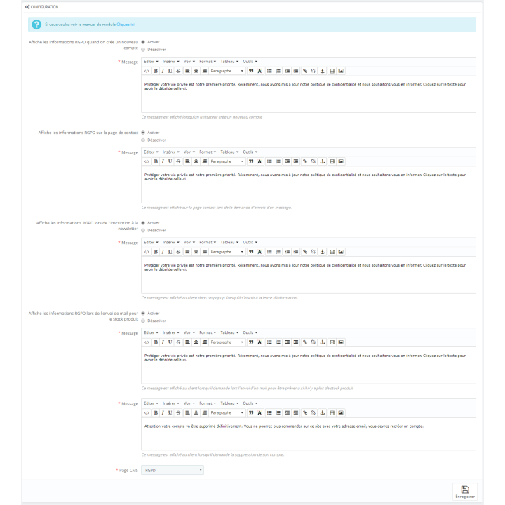 Module Prestashop RGPD