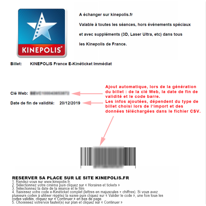 Module e-billet pour billeterie