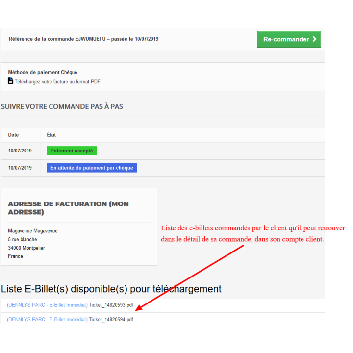 Module e-billet pour billeterie