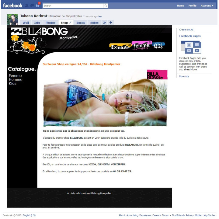Thème sur mesures pour module Facebook Shopializable